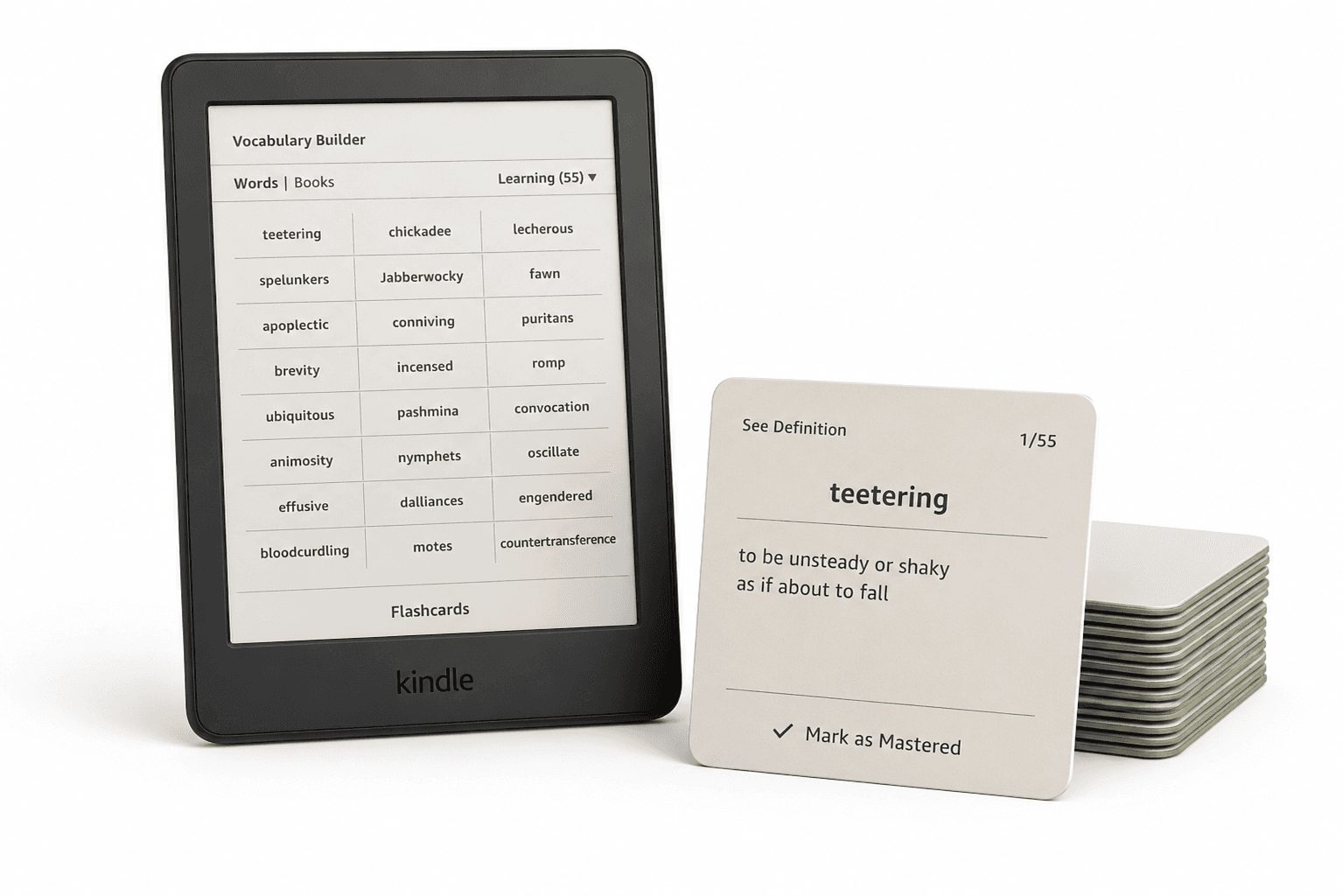 Kindle Vocabulary Builder words exported to a spreadsheet